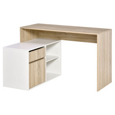 L-Shaped Corner Computer Desk, Oak & White, 120cm, E1 Particle Board, New