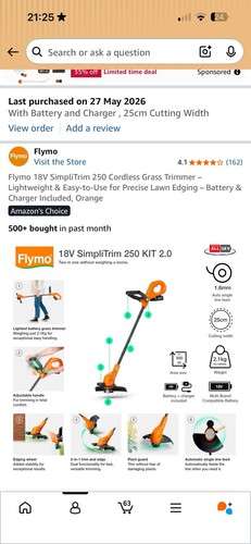 Flymo 18v simplitrim 250 - 18v, kit