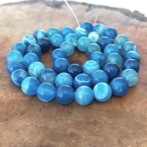Blue agate gemstone beads - 46,