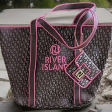 New River Island Large Brown Monogram Shoulder Bag/Tote with Purse.RRP£40