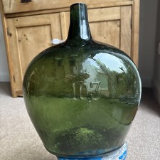 Antique green glass - glass, demijohn