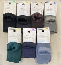 VELVET PLUSH LEGGINGS BLACK BURGUNDY GREEN  FAUX FUR LINED XS/S/M/L/XL/XXL