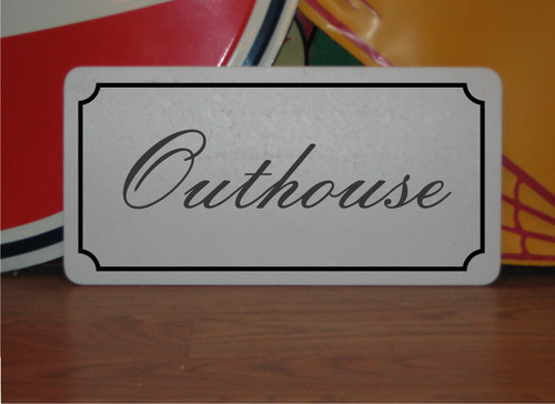 Outhouse metal sign fancy - metal,