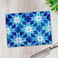Blue Geometric Mosaic Floral