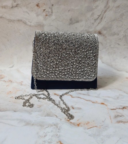 Quiz navy satin - diamanté, bag