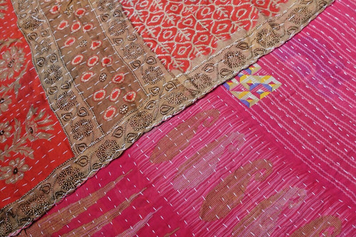Vintage sari throw reversible - sari,