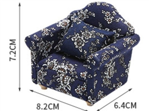 Dolls house chair navy - house, floral