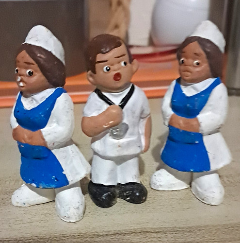 Hand painted ceramic nurse - painted,