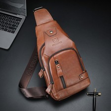 Men's Leather Sling Backpack -