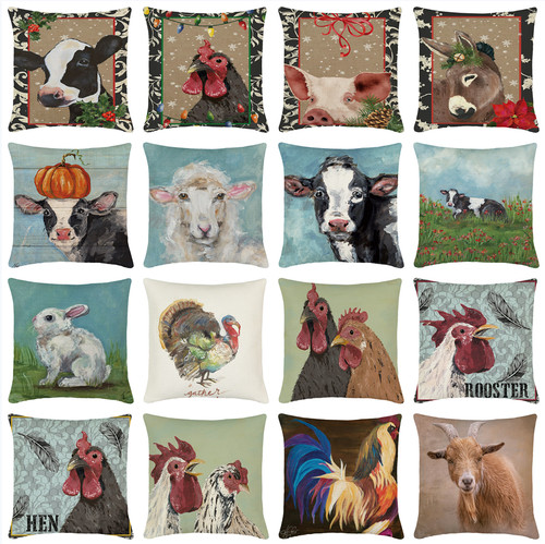 Vintage rooster pillow - 18",