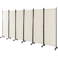 COSTWAY 6-Panel Folding Room Divider 172cm Rolling Privacy Screen-White