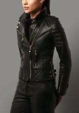 Women's Genuine Lambskin Leather Motorcycle Slim fit Designer Biker Jacket