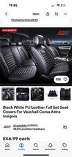 Black White PU Leather Full Set Seat Covers For Vauxhall Corsa Astra Insignia