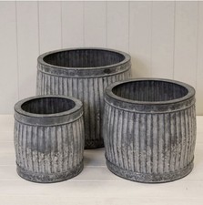 Set of 3 Galvanised Metal