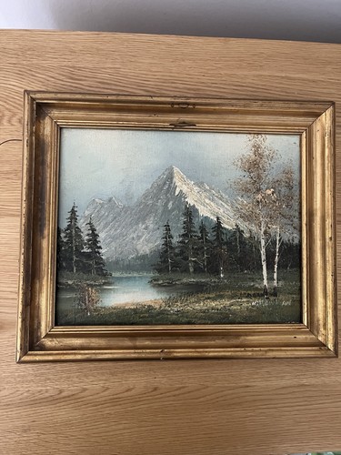 Vintage antique framed canvas - framed,