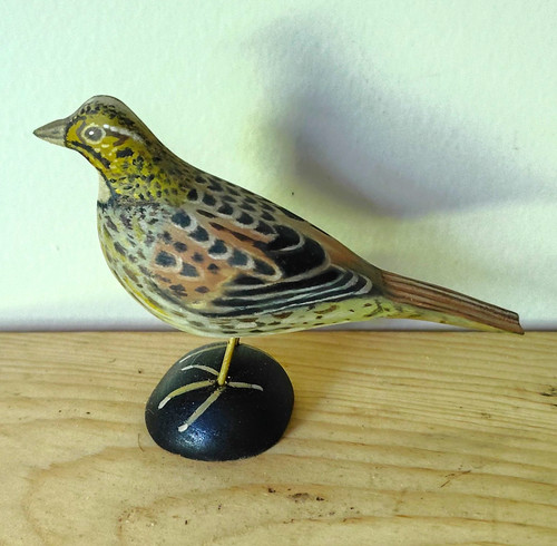 Hand painted wood bird - hand,