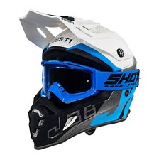 Adults Motocross Helmet Just1 J38 Blue White Matt MX Helmet Free Goggles