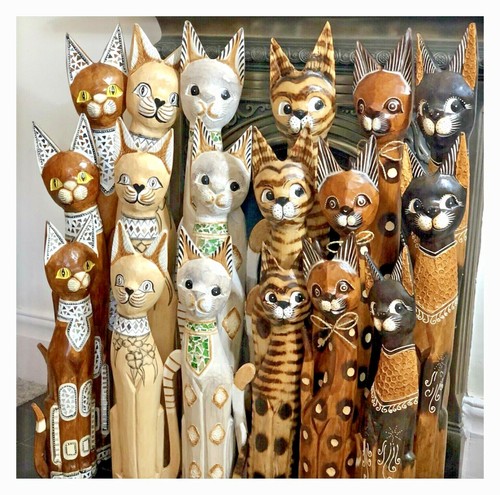 Wooden cat statue - cat, 100cm
