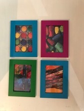 Coloured Frames with Prints - 4no. small, showing artists tools (14mmx85mm each)