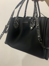 Jaegar Black Leather Women’s Handbag With Snake Detail