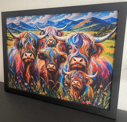 Colourful highland cows - colourful,