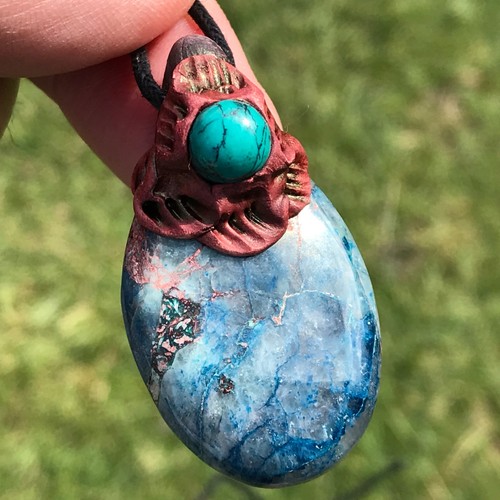 Azurite turquoise pendant - azurite,