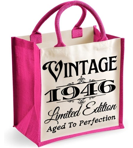 80th birthday jute bag vintage - jute,