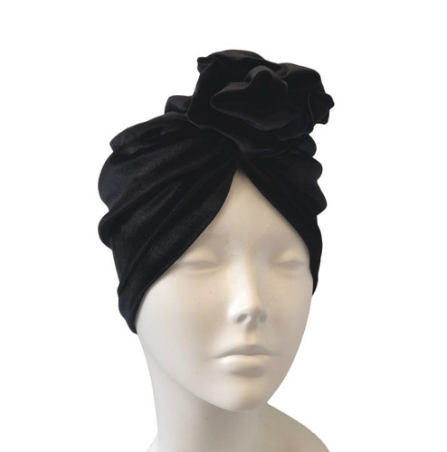Full head velvet turban hat - full,