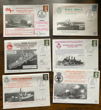 Six Royal Navy Ships official RNCC covers three signed by COs ship veterans