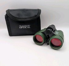 Atlas For Men Optical Pocket Folding 4 X 30 Binoculars & Case & Strap In Green