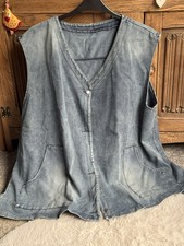 Denim Waistcoat, Size 5 XL ( Fit 26-28), Washed Out Look, Pockets, Buttons, New