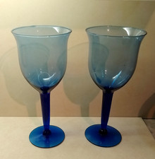 2 x Oversize Hand Blown Blue