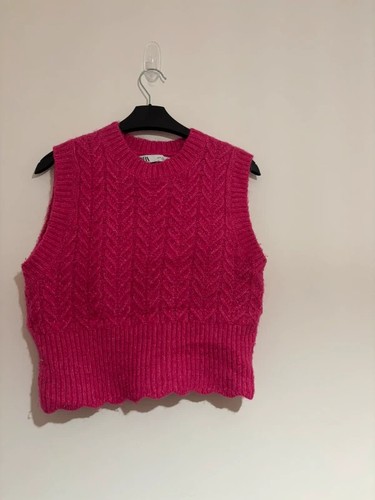 Zara hot pink knit vest - size, s