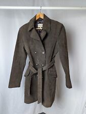 Women's Leather Trench Coat - Brown Double-Breasted with Belt - Size XS
