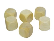 5x Wooden Plain Dice Dices Cube Cubes Blank Plain Unpainted Wood Six Sided 20 mm
