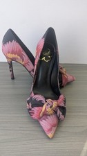 Ted Baker Ryanne Vintage Floral Bow Black Court Shoes UK3