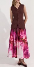 Karen Millen Placed Floral Taffeta Woven Maxi Skirt, UK Size 12