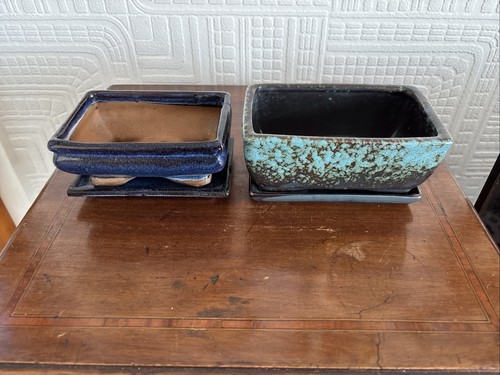 Two vintage ceramic bonsai - vintage,