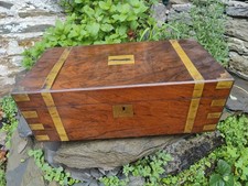 Victorian Burr Walnut Writing Slope Box with Part Guts: For Restoration L: 19¾"