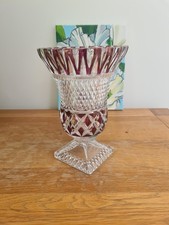 Vintage Annahutte Bleikristall Ruby Red Cut 24% Lead Crystal Vase