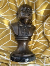 Ww2 Vintage Winston Churchill Bronze Bust On Marble Base