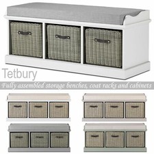 Tetbury Large Storage Bench with Extra Strong Baskets.Hallway Bench with Seat