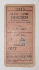 Glen Echo Park, Maryland 1939/40  Dodgem Ticket  Bumper Car Amusement Park Ride