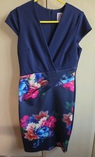 Jessica Wright For Lipsy Bodycon Dress, Navy Blue Bodice With Floral Skirt