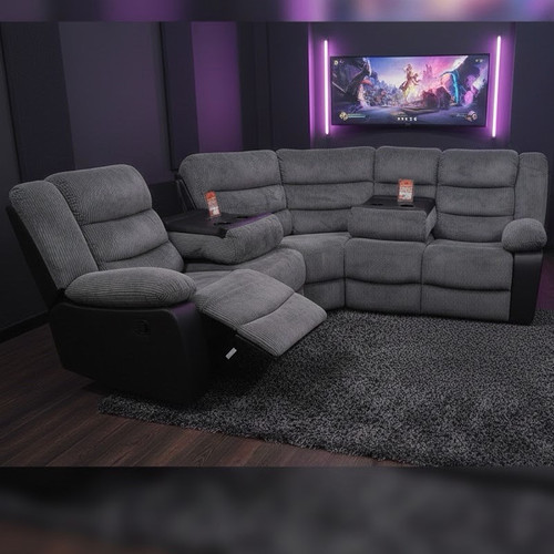 Grey fabric reclining corner - fabric,