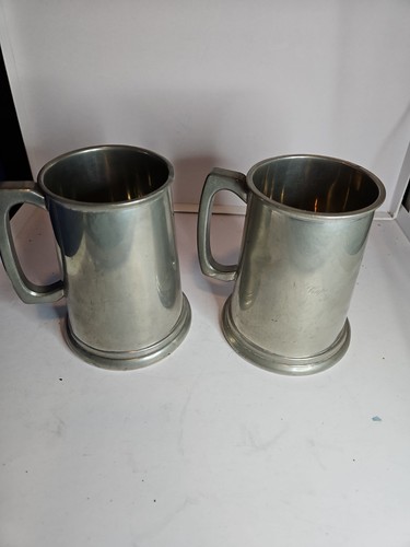 Two vintage pewter mugs - two,