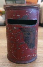 Small Very Old Vintage Post Box Money Box Tin Plate
