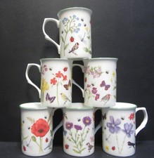 Set Of 6/3 Mugs Countryside Fine Bone China Mugs Cups Castle Shape 10oz Dec UK