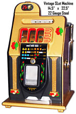 VINTAGE 25 CENT SLOT MACHINE 22.5" HEAVY DUTY USA MADE METAL ADVERTISING SIGN
