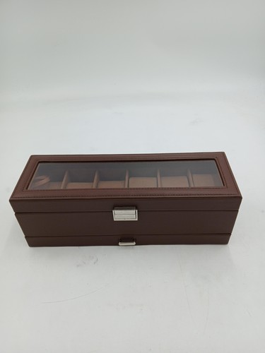 Brown faux leather watch - brown,